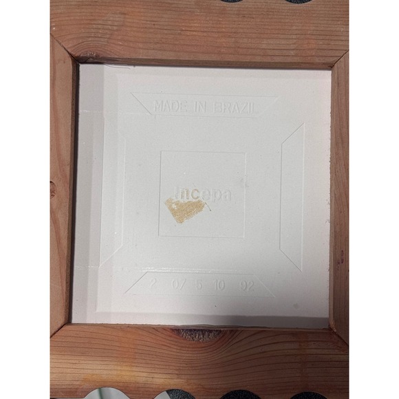 Vintage Incepa Brazil Pumpkin Pie Recipe Ceramic Tile Wood Frame Trivet 1992 - Picture 2 of 2